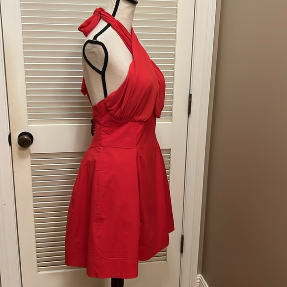Anthropologie Maeve Twist Halter Tie-Neck Mini Dress in Red, Size Large, NWT - Picture 7 of 17